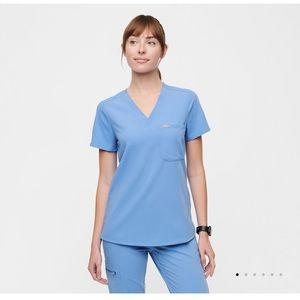 Figs Ceil Blue Scrub Top: XS